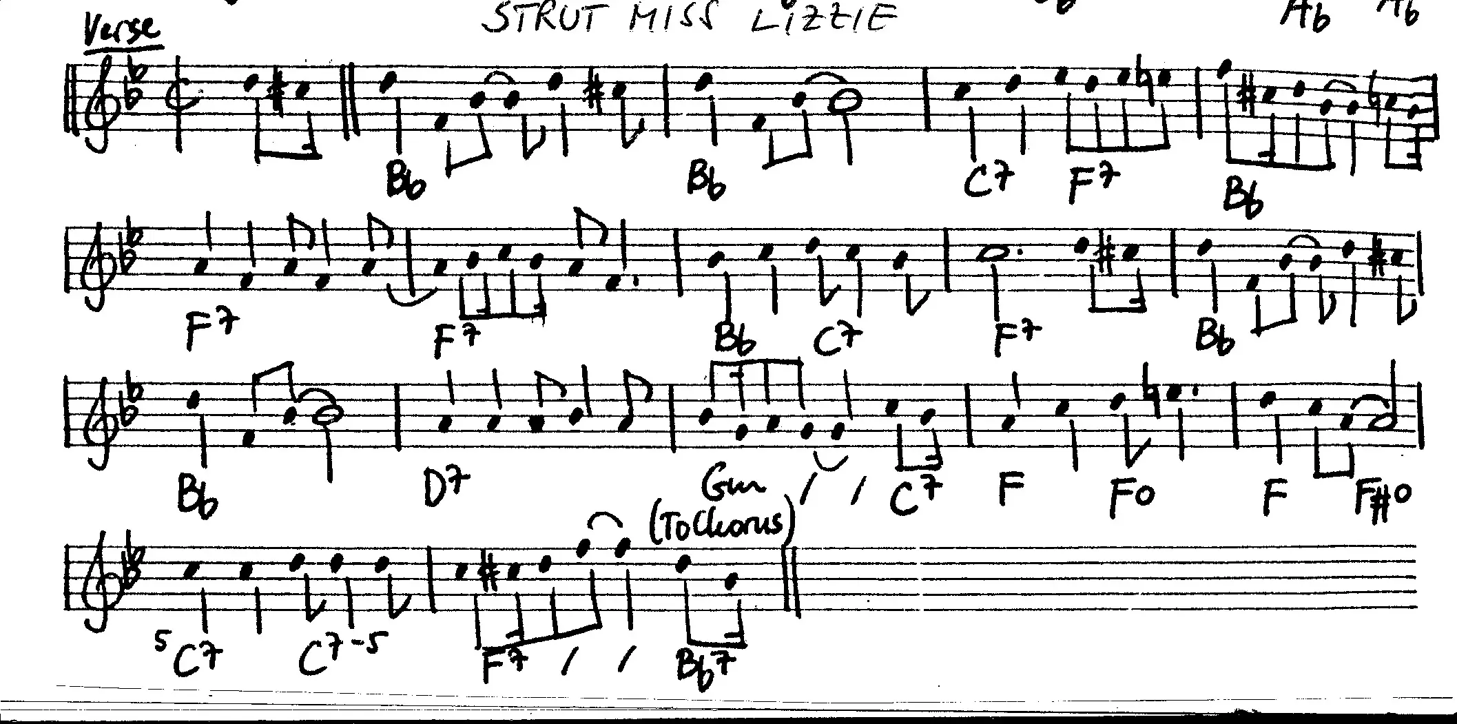 strut miss lizzie verse free jazz leadsheet - Courtesy of the Jungle Jazz Band
